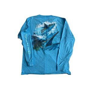Guy Harvey Tee Shirt Pocket Tee Double Sided Sword Fish Long Sleeve Large